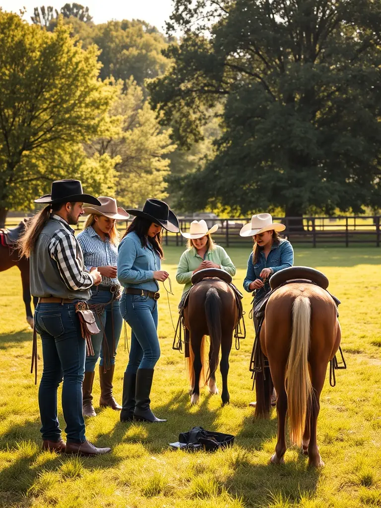 A supportive community of riders helping each other during a practice session, emphasizing the collaborative spirit of the association.