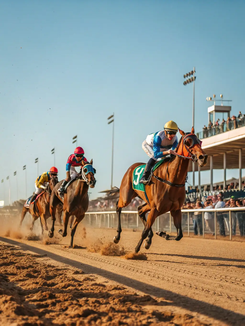 A dynamic shot of a Western horse show event organized by the association, featuring riders competing in barrel racing, with spectators cheering in the background.