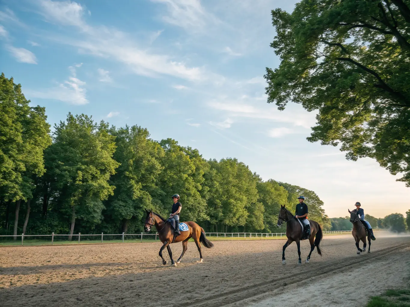 A group of riders participating in a western riding clinic, focusing on horsemanship skills and techniques, set against the backdrop of the Plateau de Millevaches.