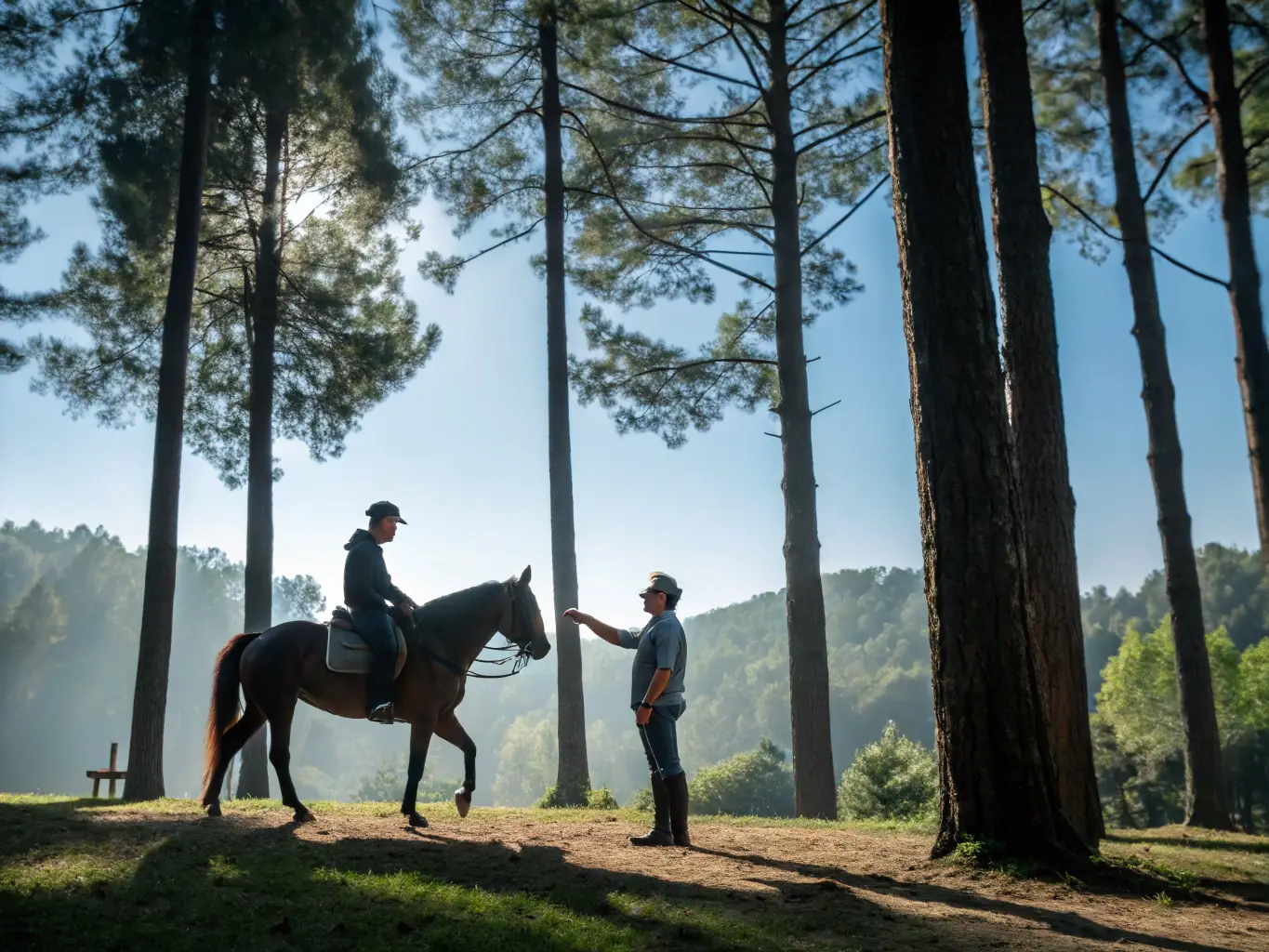 A western riding clinic in progress, with an instructor guiding participants through various techniques.
