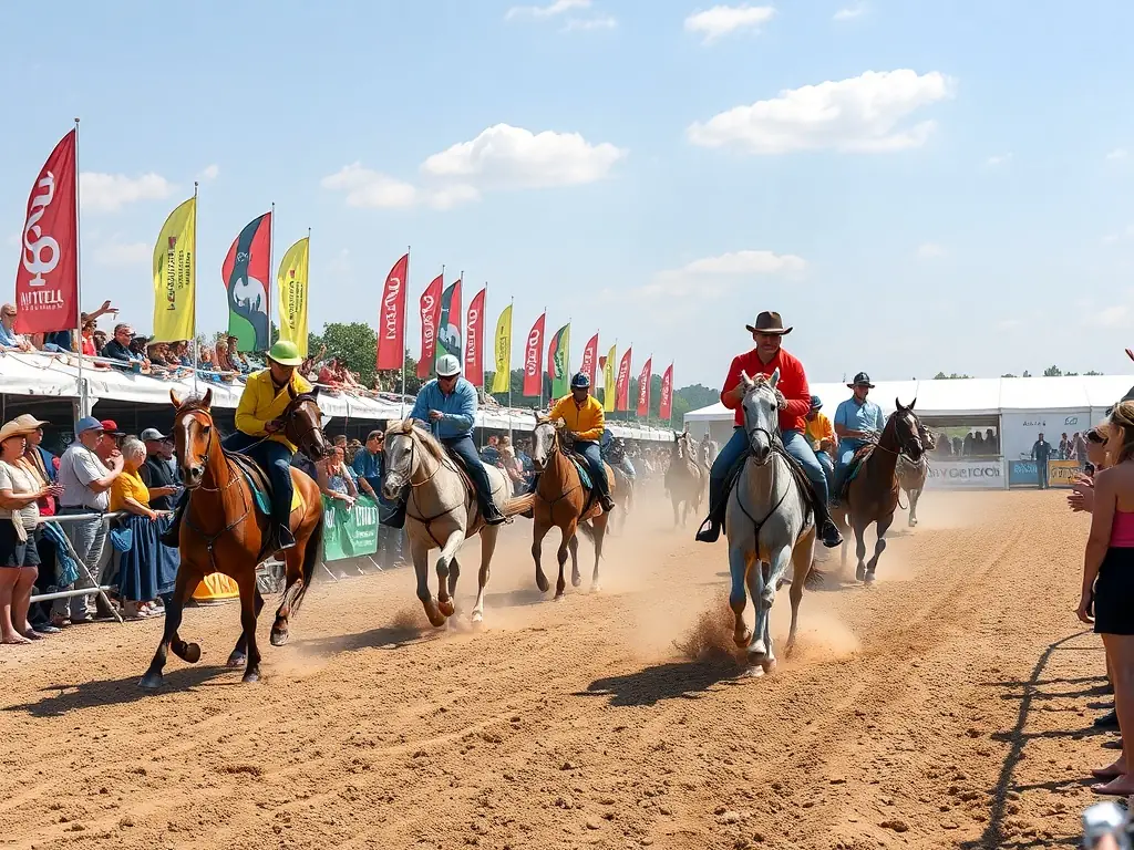 A group of riders participating in a western riding competition, showcasing horsemanship and skill.