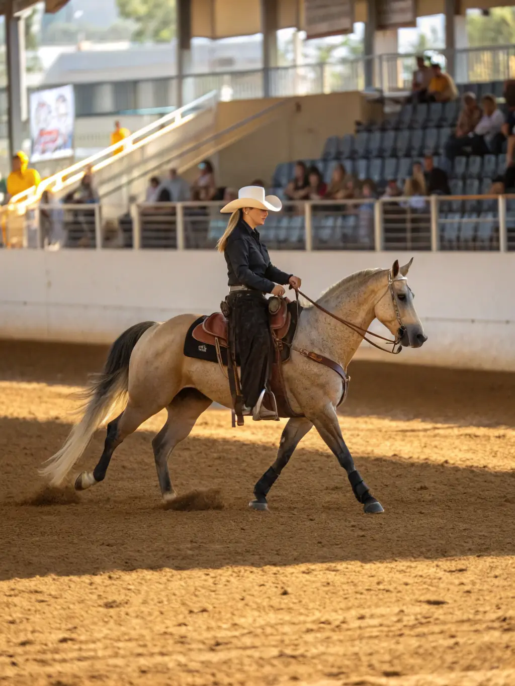 A vibrant image of a local western riding competition, capturing the excitement and skill of the participants.